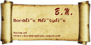 Bordás Mátyás névjegykártya