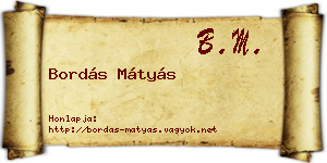 Bordás Mátyás névjegykártya